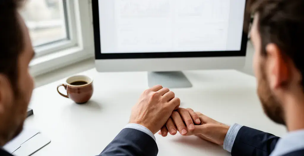 Consultant et dirigeant analysant un dossier de demande de subvention